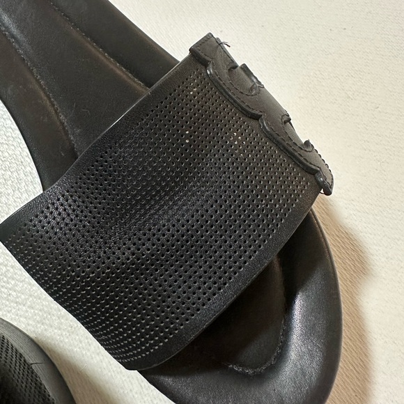 Vintage Tory Burch Lowell/Patti Style Black Wedge Leather Sandals Size 8 VGUC - Picture 13 of 13